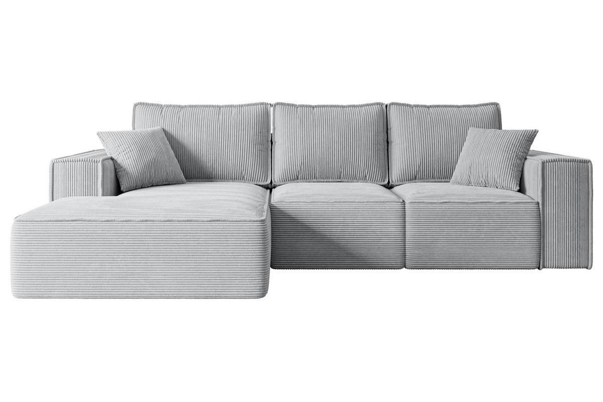 ECKSOFA mit Schlaffunktion und Bettkasten SERRA-L-S - 266x161x87 cm Grau Cord - Schwarz/Grau, Holzwerkstoff/Kunststoff (266/161cm) - ALTDECOR