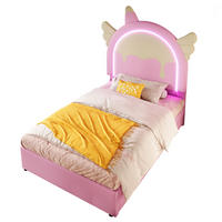 KINDEREINZELBETTEN aus Kunststoff 90x200 cm in Pink mit LED-Leiste & 2 Schubladen - Rosa, Kunststoff (90/200cm) - Modfu
