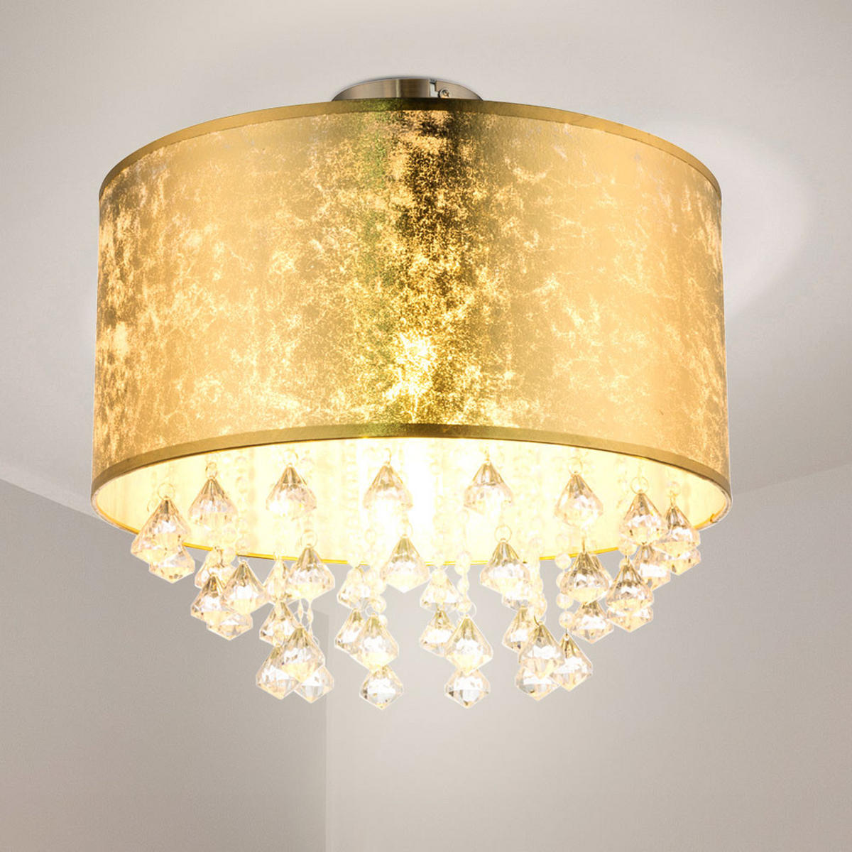 LED DECKENLEUCHTE AMY Textil Gold - Goldfarben, Metall (40/40/38cm) - Globo Lighting