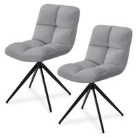 DREHSTUHL Dallas samt hellgrau (2er-Set) - Hellgrau, Textil (45/84/45cm) - Juskys
