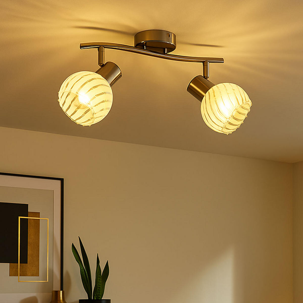 DECKENLEUCHTE Chrom Silber - Silberfarben, Glas (36/19/19.2cm) - Globo Lighting