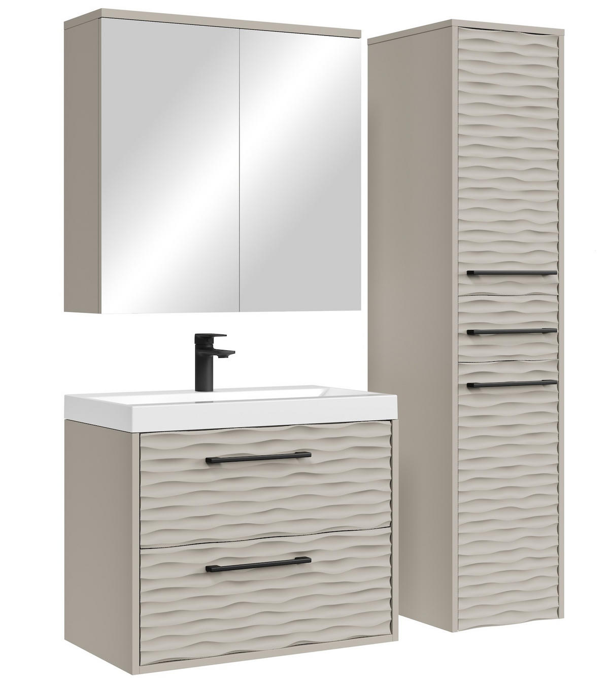 BADMÖBEL-SET Etna 4 Teile Cashmere - 60 x 35 x 51 cm - Kaschmir, Holz (60/51/35cm) - Badplaats