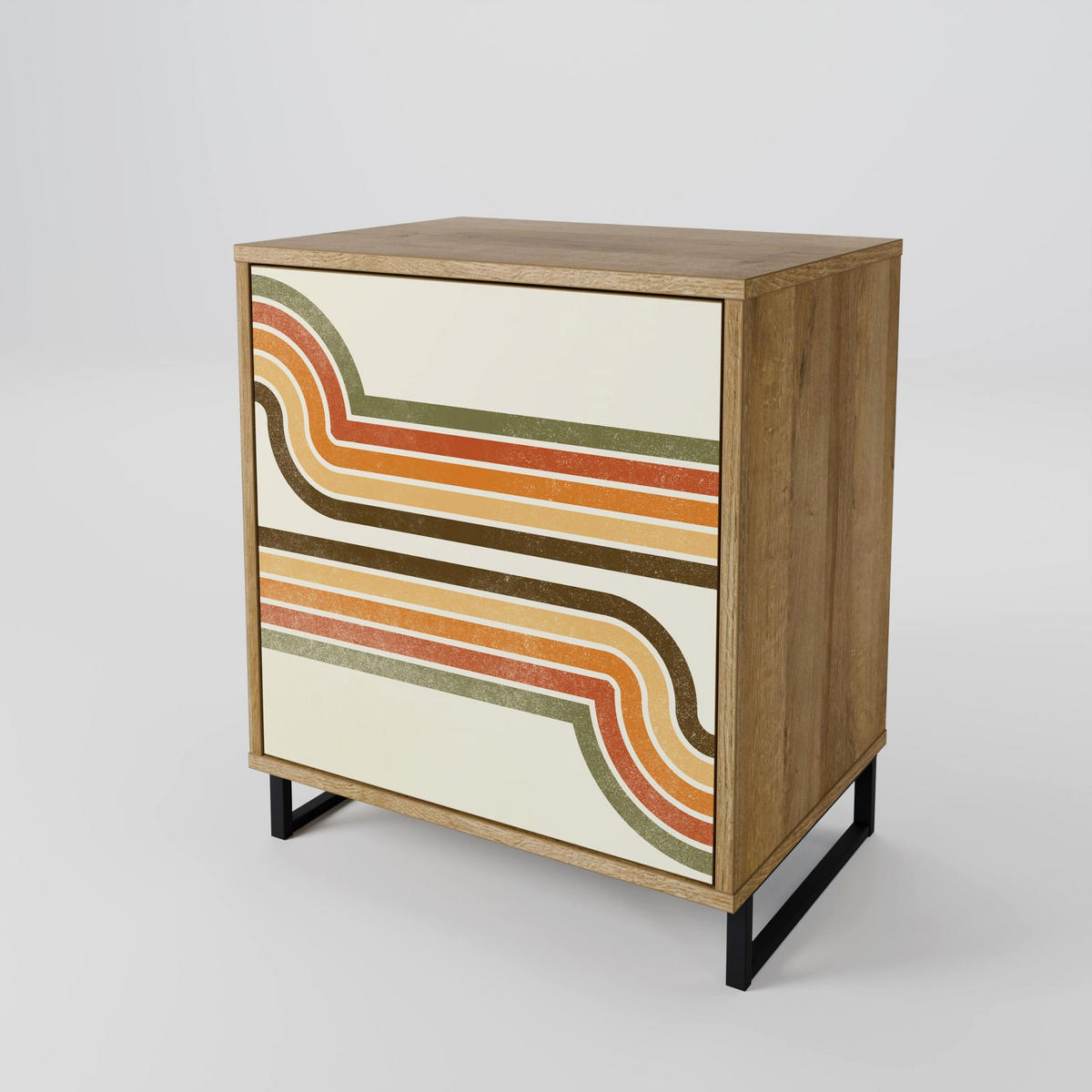 SIDEBOARD EXCEPTIONAL STREAM, Eichefarben, 57,5x42x57,5 cm, Ohne Füße - Eichefarben/Multicolor, Holzwerkstoff (57.5/57.5/42cm) - SpaceRebels