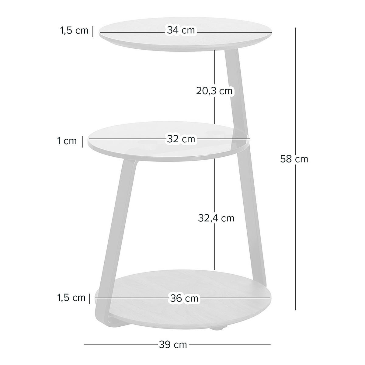 BEISTELLTISCH - Echtholzfurnier / Stahl - Braun, Metall (39/39/58cm) - home24
