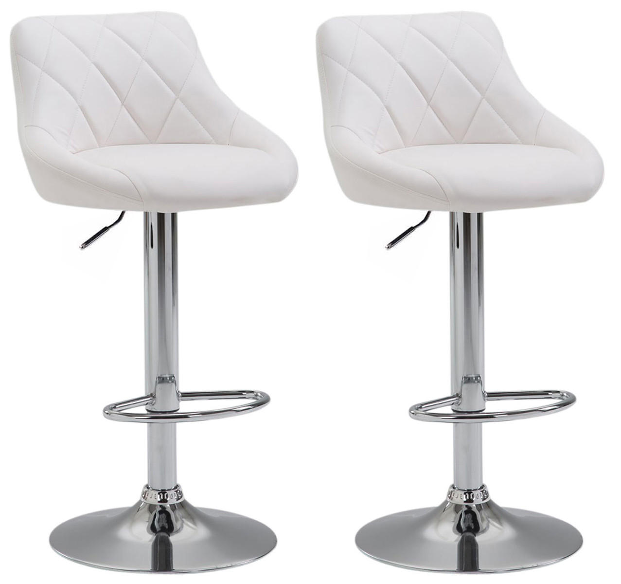 BARHOCKER 2er Set Lederlook weiß - Chromfarben/Weiß, Textil/Metall (46/83/49cm) - CLP