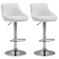 BARHOCKER 2er Set Lederlook weiß - Chromfarben/Weiß, Textil/Metall (46/83/49cm) - CLP