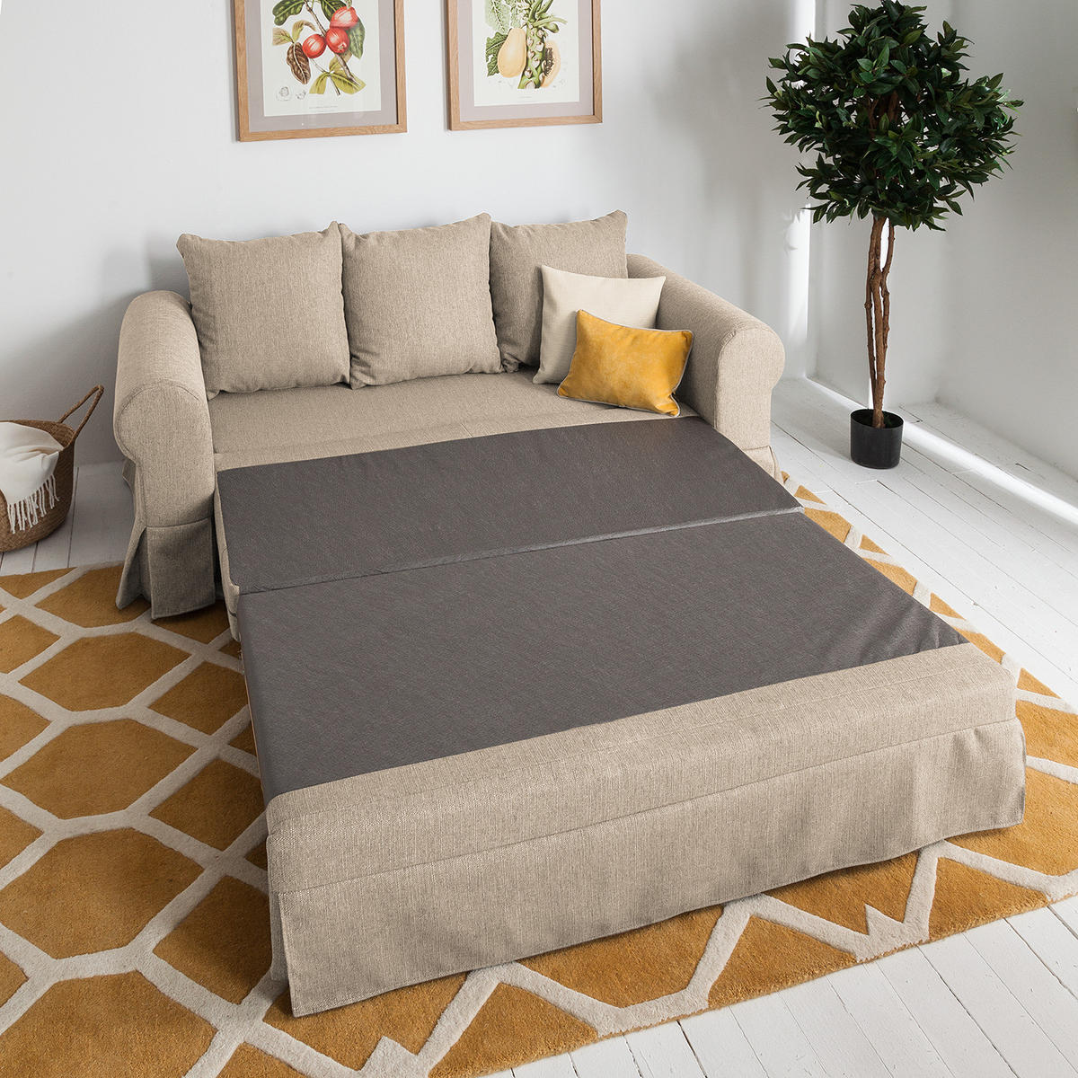 SCHLAFSOFA - Cappuccino, Textil (185/90/90cm) - home24