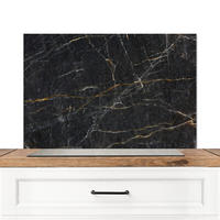 SPRITZSCHUTZ KÜCHE Marmor - Schwarz - Gold - Grau - Marmorstruktur 80x55 cm - Goldfarben, Metall (80/0.3/55cm) - MuchoWow