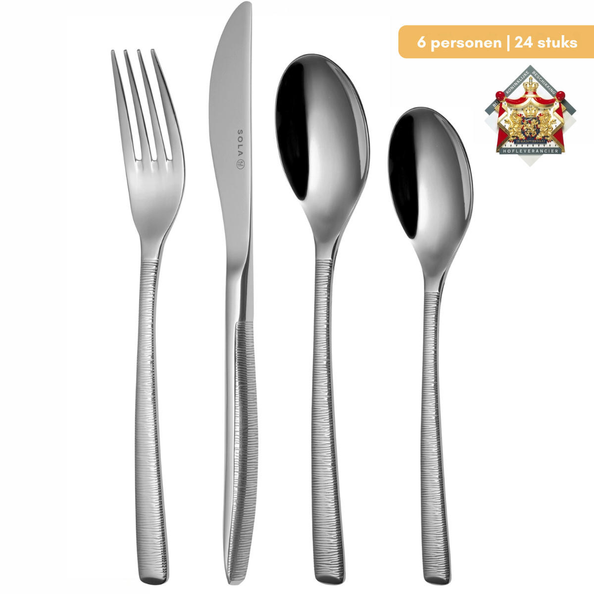 BESTECKSET Hermitage - 18/10 Edelstahl - 24-teilig / 6 Personen - Silberfarben, Metall - Sola