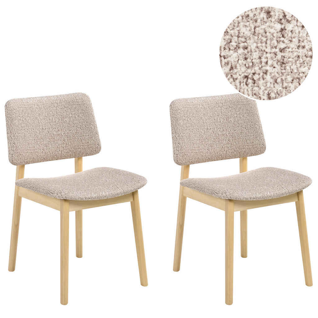 SCAUN DE BUCĂTĂRIE set de 2 bouclé maro deschis/taupe Blane