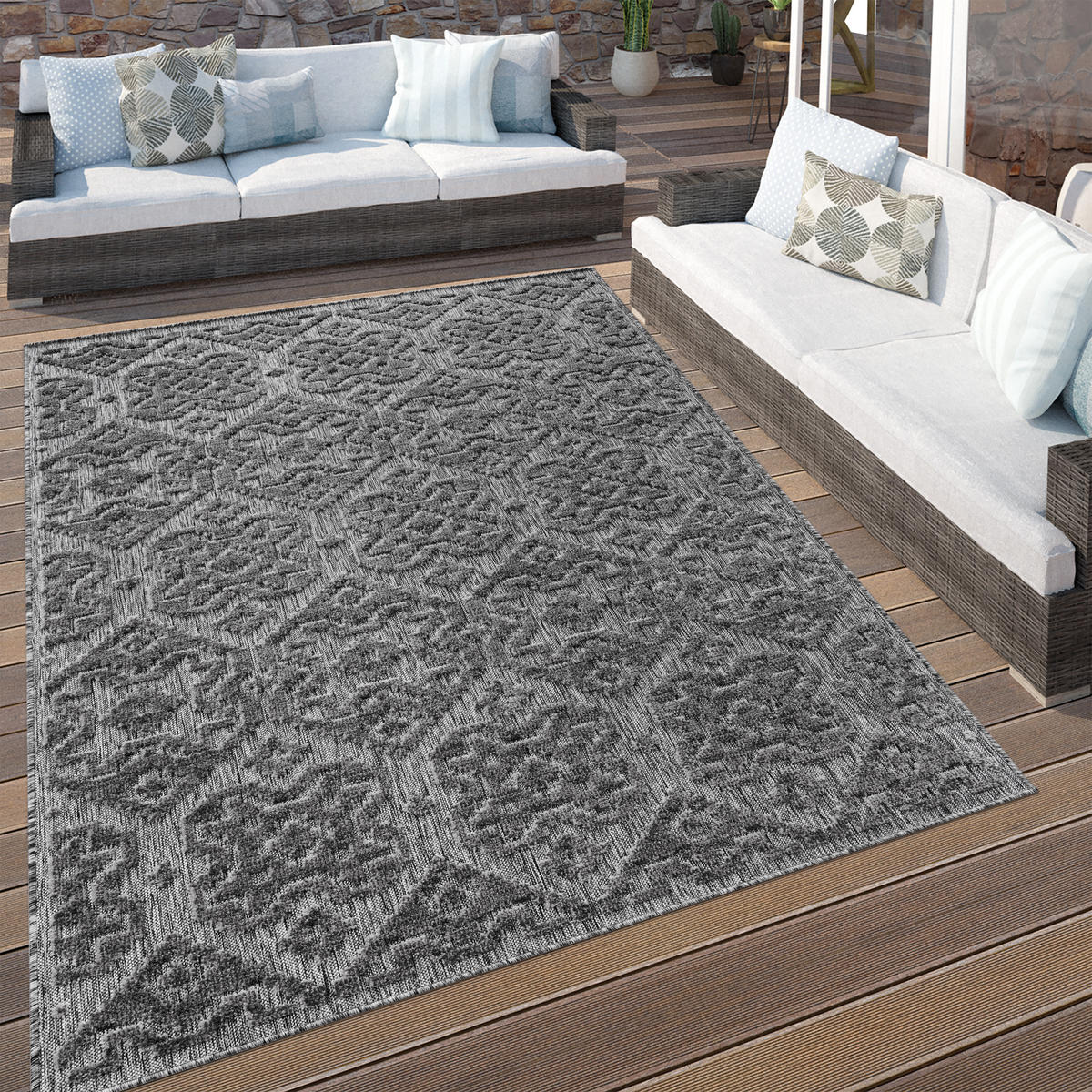 OUTDOORTEPPICH 60/100 cm Stilo 865 - Anthrazit, Textil (60/100cm) - Paco Home