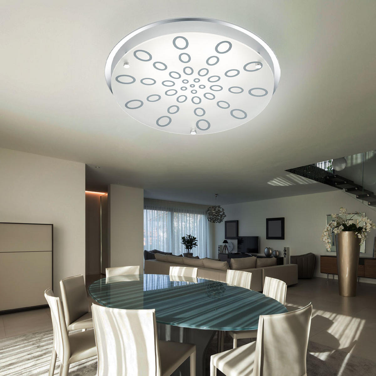 LED DECKENLEUCHTE Metall Glas Silber - Silberfarben, Glas (31.5/31.5/7.5cm)