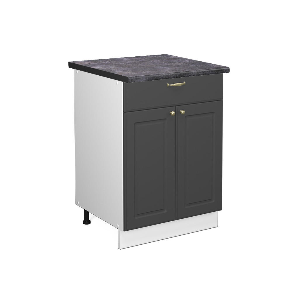 KÜCHENUNTERSCHRANK Fame-Line Anthrazit-Gold 60 cm mit Schublade AP Anthrazit - Anthrazit/Graphitfarben, Holzwerkstoff (60/82/60cm) - Vicco