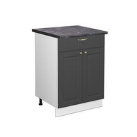 KÜCHENUNTERSCHRANK Fame-Line Anthrazit-Gold 60 cm mit Schublade AP Anthrazit - Anthrazit/Weiß, Holzwerkstoff (60/82/60cm) - Vicco