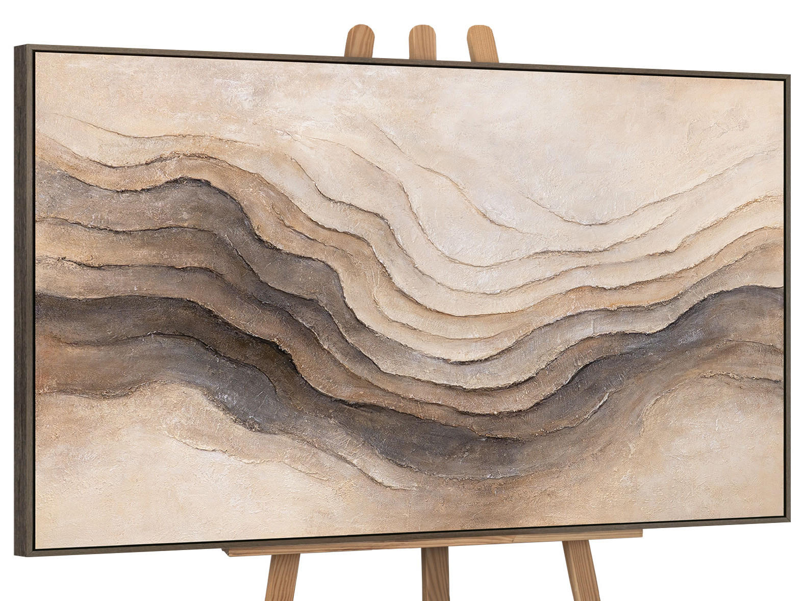 GEMÄLDE Erinnerung der Erde Schattenfugenrahmen Grau 140x100 cm - Grau, Holz (140/100cm) - YS-art gallery