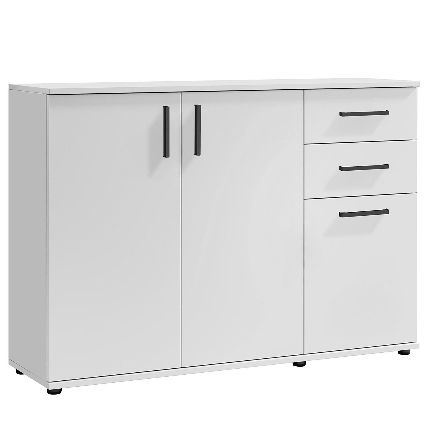 KOMMODE - 120 cm - Schwarz/Weiß, Holzwerkstoff/Kunststoff (120/84/35cm) - home24