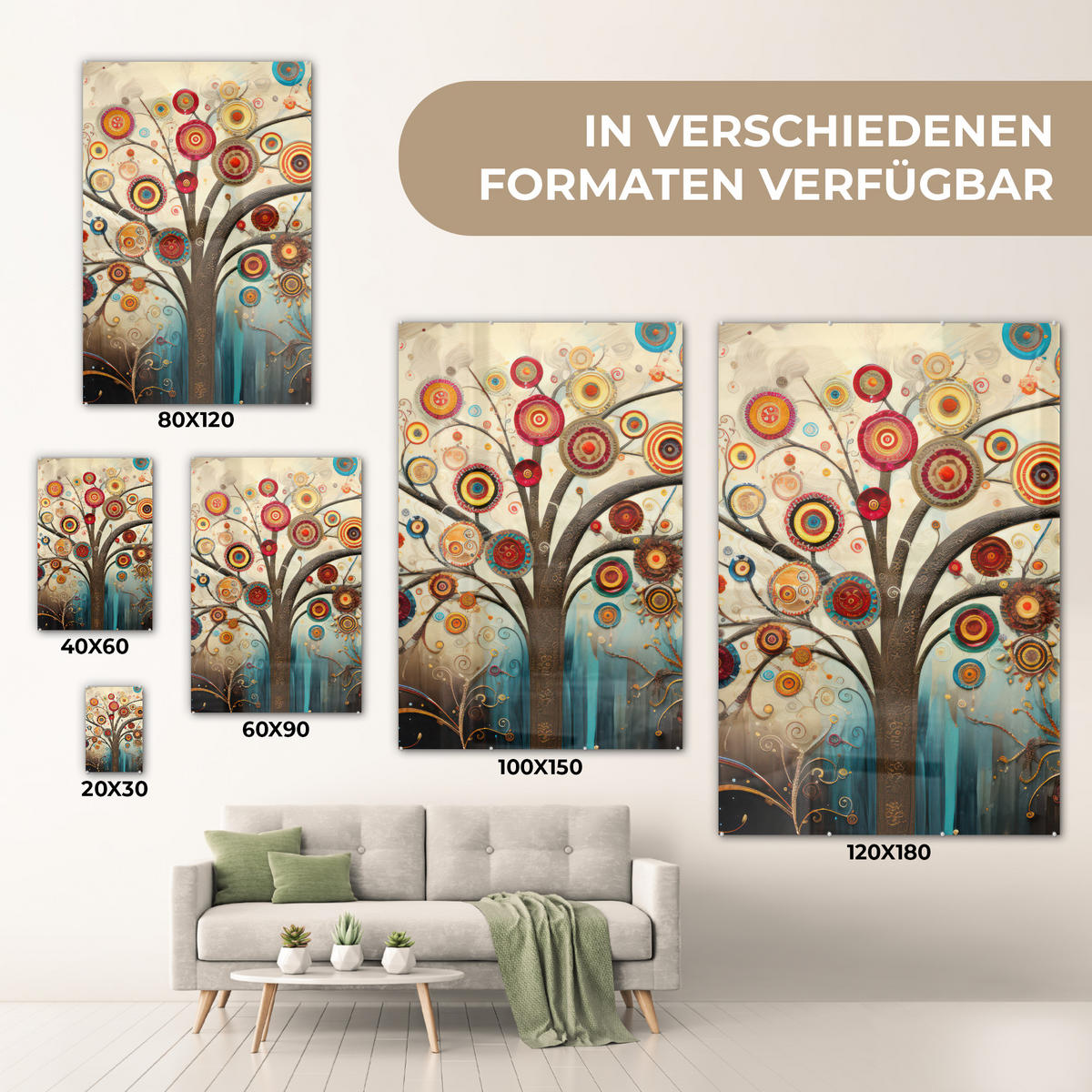 ACRYLGLASBILD Baum - Baum des Lebens - Farbe 60x90 cm - Braun, Glas (60/90cm) - MuchoWow