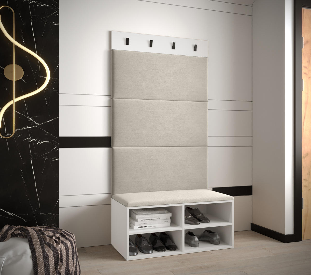 GARDEROBEN-SET 84/184/42 - Creme/Weiß, Holz (84/184/42cm) - MÖBEL KRYSPOL