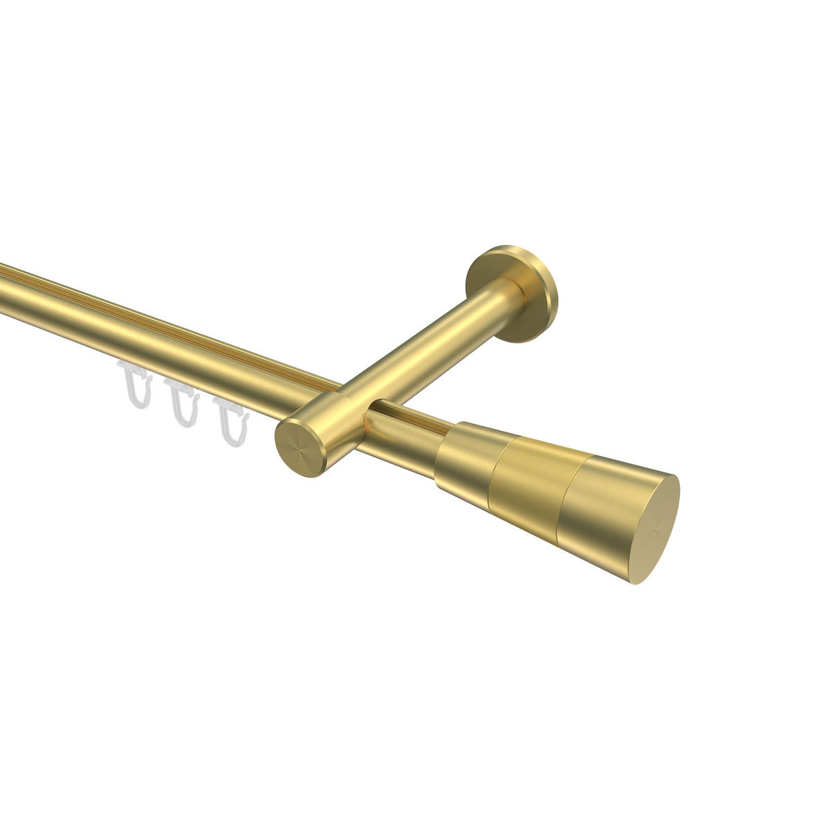INNENLAUF-GARDINENSTANGEN-SET Prestige Tanara 360 cm (geteilt in 2 x 180 cm), 1-läufig, 20 mm Ø Messing-Optik - Messingfarben/Goldfarben, Metall (360cm) - INTERDECO