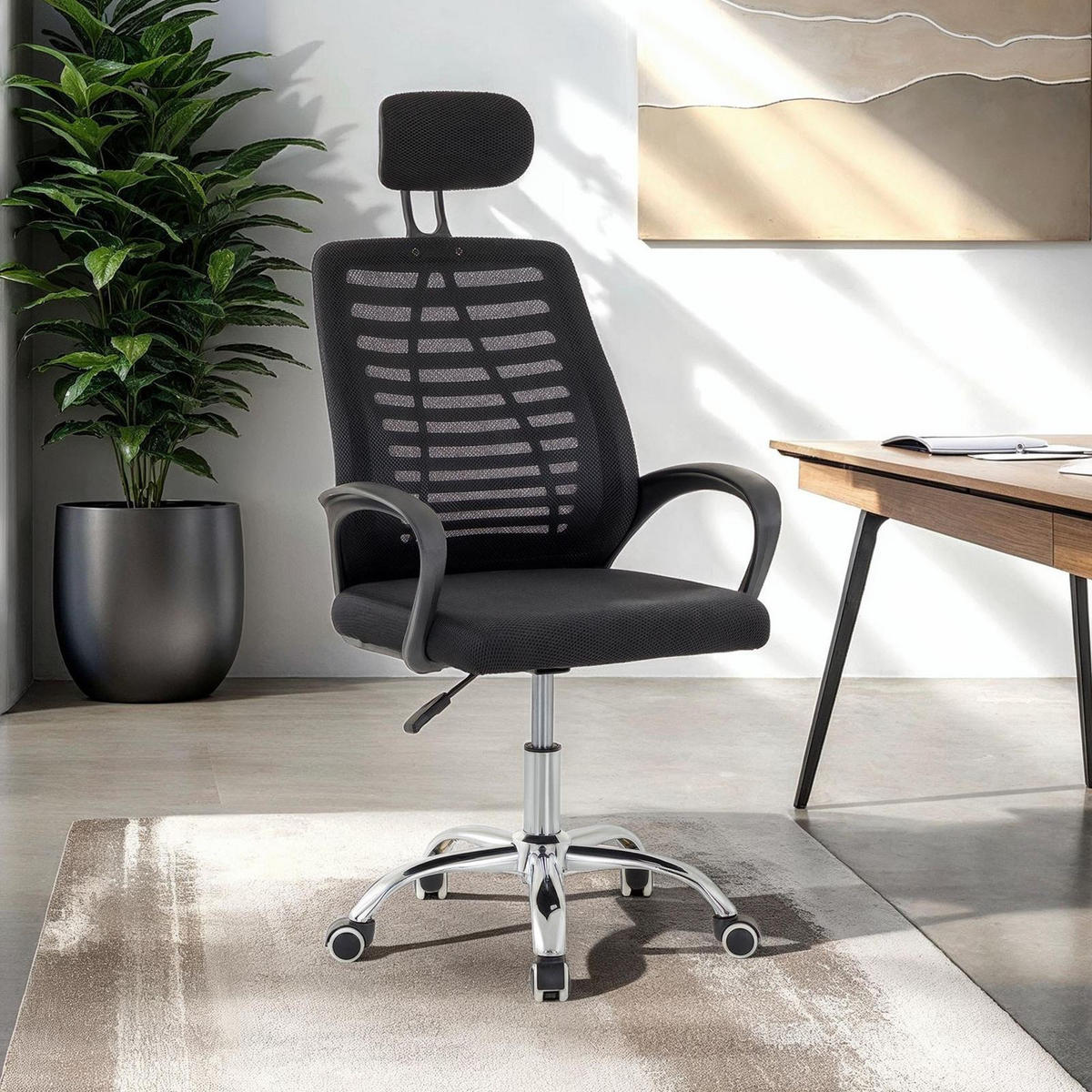 BÜRODREHSTUHL SEATTLE schwarz - Schwarz, Textil (45/111/46cm) - IDIMEX