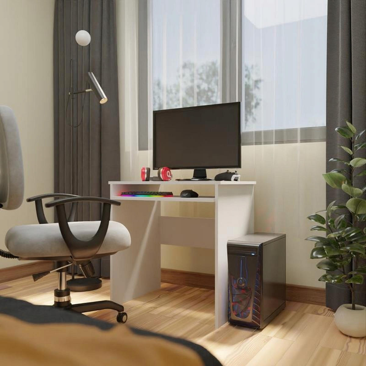 SCHREIBTISCH EX3 ausziehbar Weiß 70/51/76 cm - Weiß, Holzwerkstoff (51/70/76cm) - Matkam Möbel