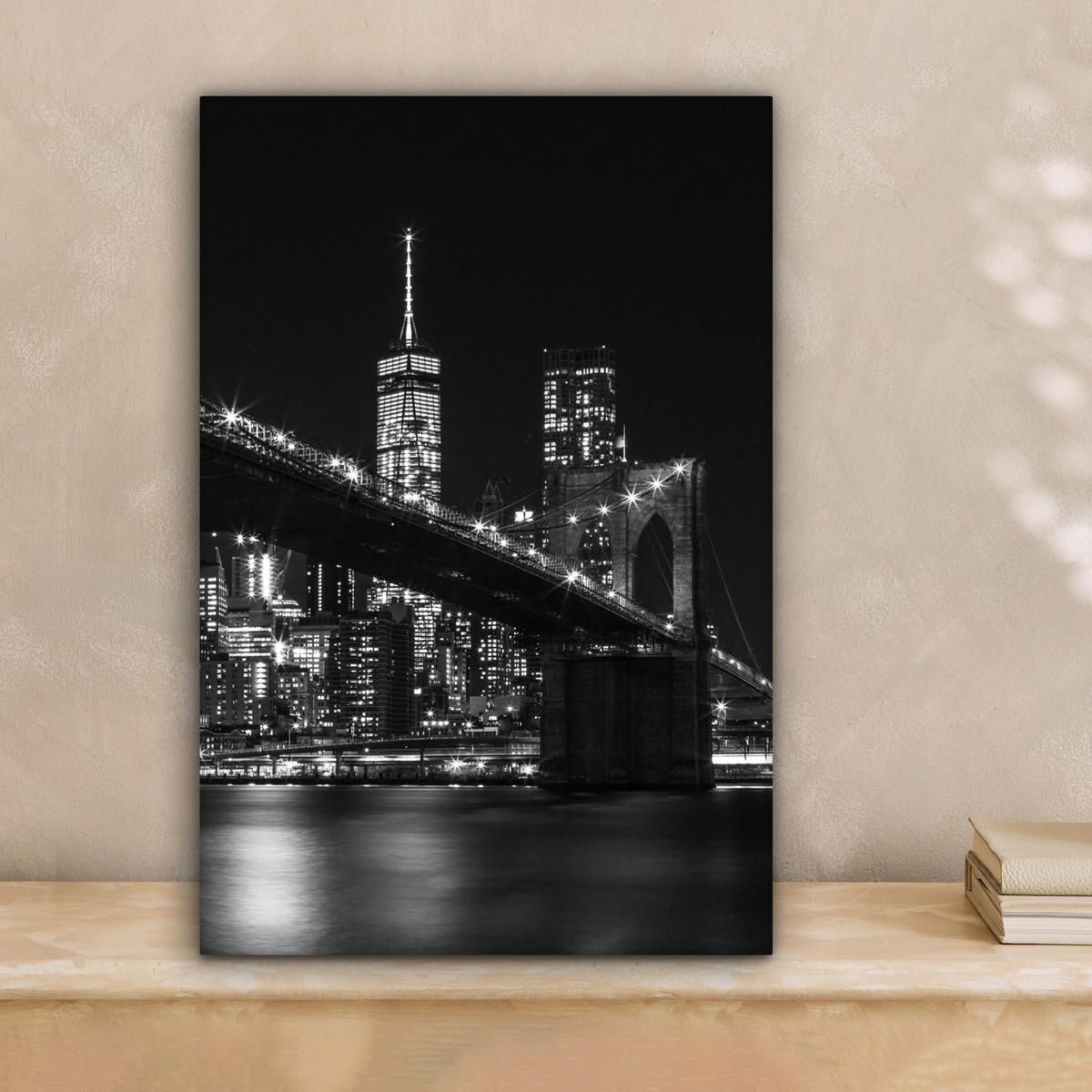 LEINWANDBILD New York - Brooklyn - Brücke 20x30 cm - Schwarz, Textil (20/30cm) - MuchoWow