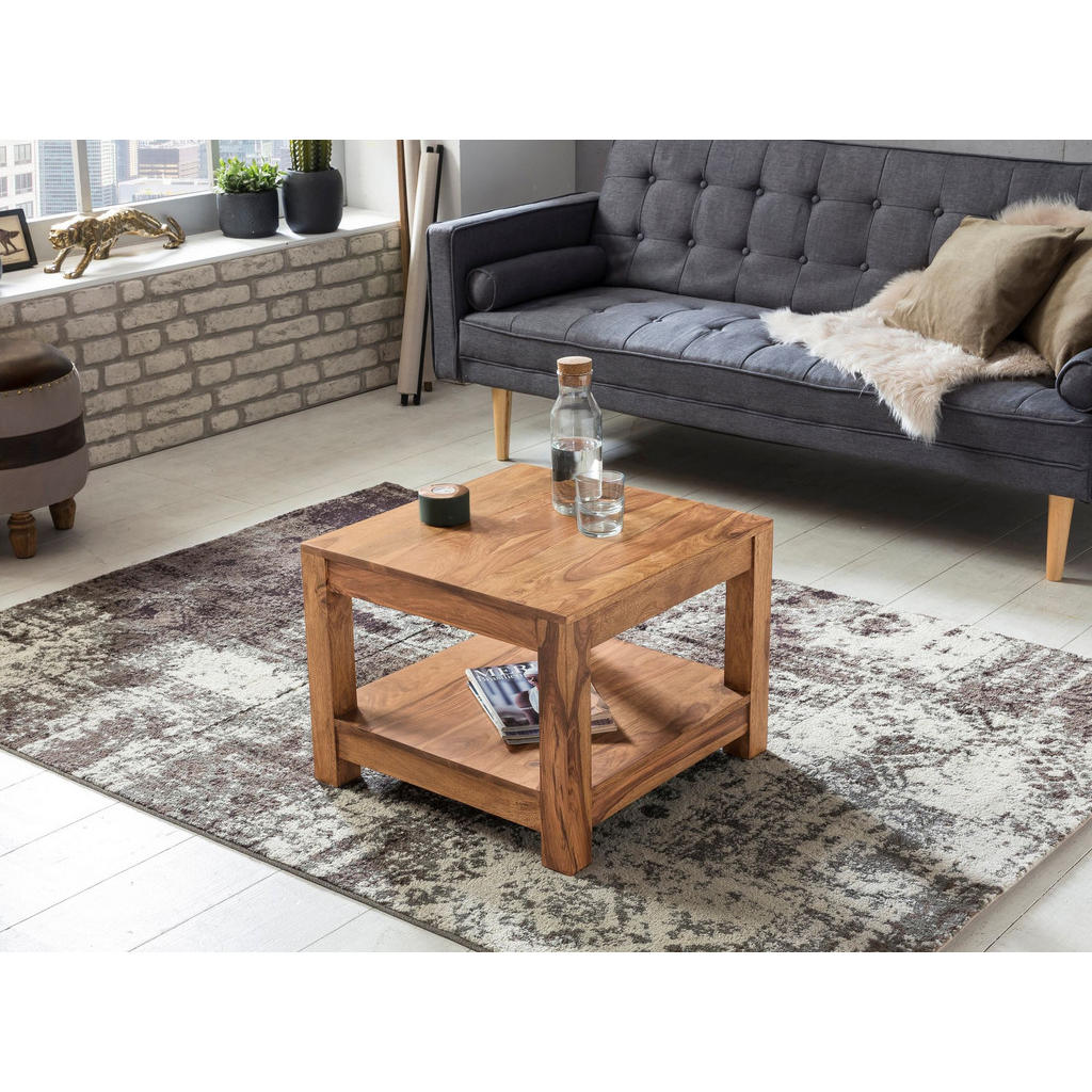 Thumbnail - Kadima Design Couchtisch, Beige, Holz, Echtholz,Akazie, Quadratisch,Quadratisch, Stativgestell, 60x45x60 cm, Wohnzimmer,...