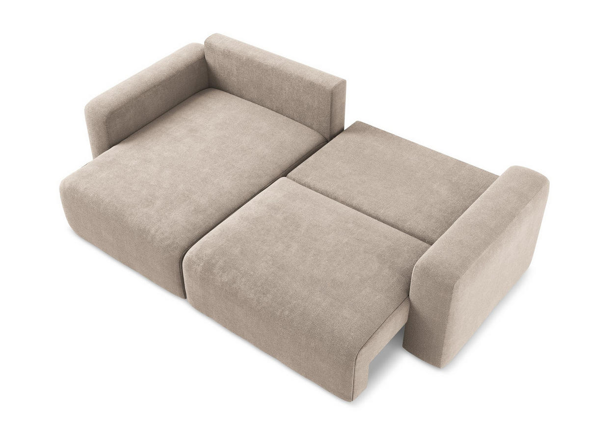 ECKSOFA mit Schlaffunktion links Chenille Stoff Beige - Beige/Schwarz, Kunststoff/Textil (149/244cm) - Makamii