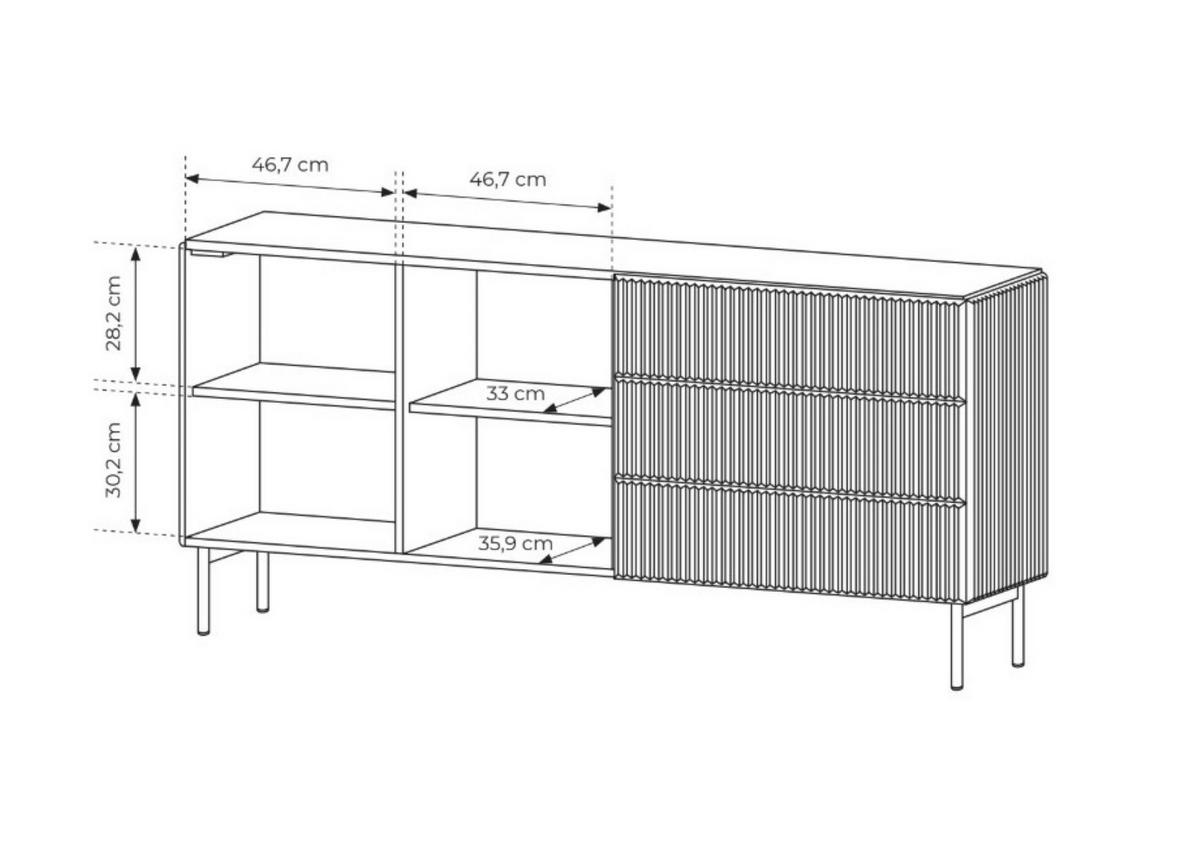 SIDEBOARD Tutti Schwarz, zweitürige mit Schubladen - Schwarz, Holzwerkstoff/Metall (177/81/40cm) - Bettso