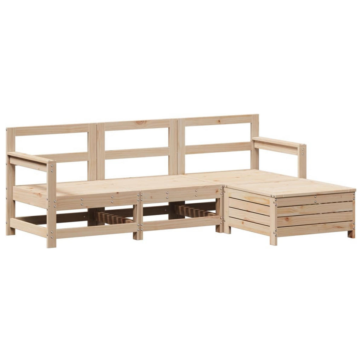 GARTEN-SOFAGARNITUR 4-teilig Massivholz Kiefer - Braun, Holz - vidaXL