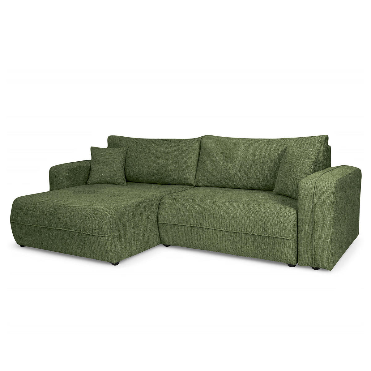 ECKSOFA mit Schlaffunktion - 244 cm - Wildeiche/Terracotta, Kunststoff/Textil (244/145cm) - home24