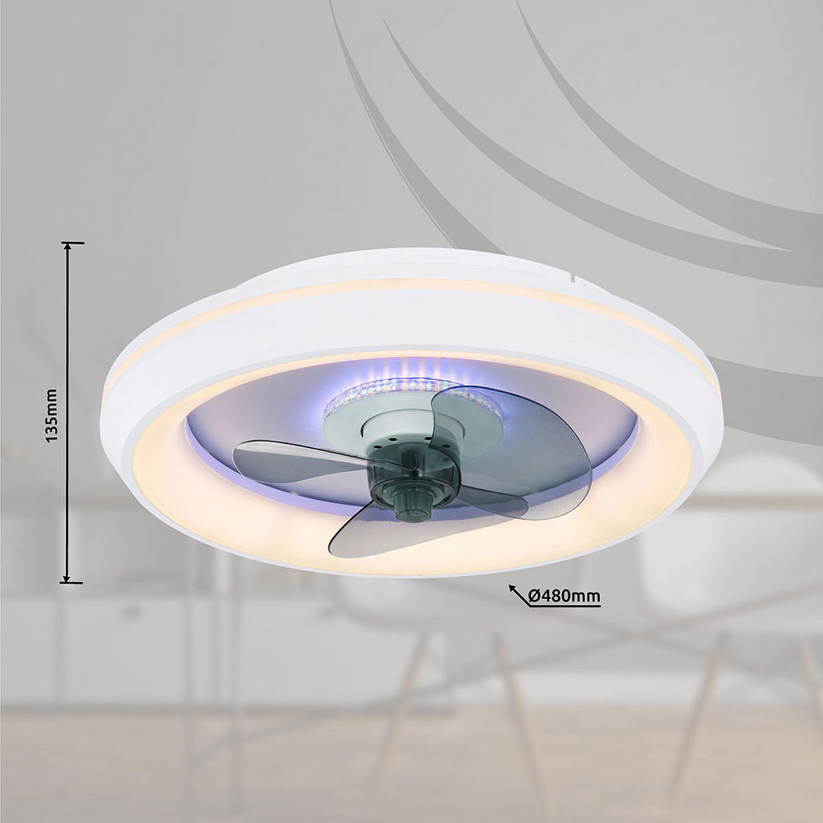 LED DECKENLEUCHTE JOEY Weiß Kunststoff - Weiß, Metall (48/48/13cm) - Globo Lighting