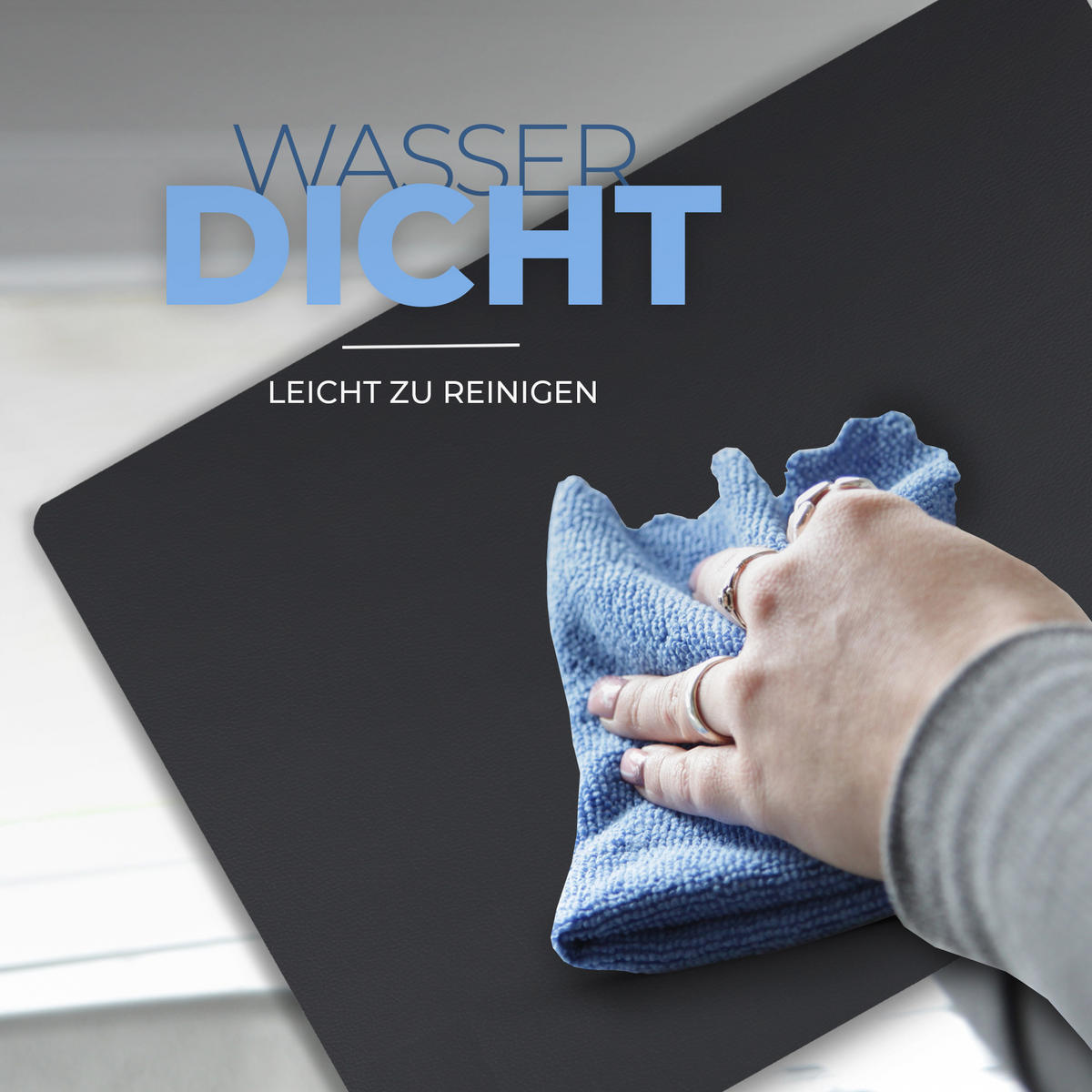 TISCHSET ( 4er Set ) abwischbares Lederimitat Platzdeckchen 46x33cm - Doppelseitiges Unifarben ( Schwarz / Hellgrau ) Kunstleder Platzset - Schwarz, Kunststoff (33/46cm) - Bestlivings