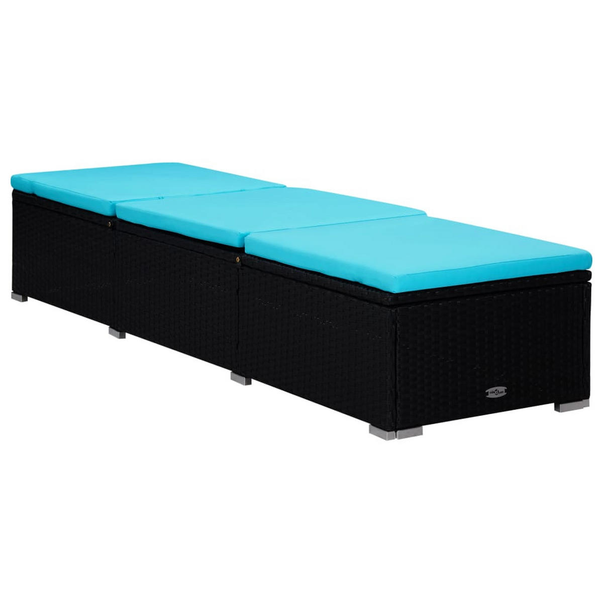 SONNENLIEGE mit Auflage und Teetisch Poly Rattan Blau - Schwarz, Kunststoff (60/31/195cm) - furnicato