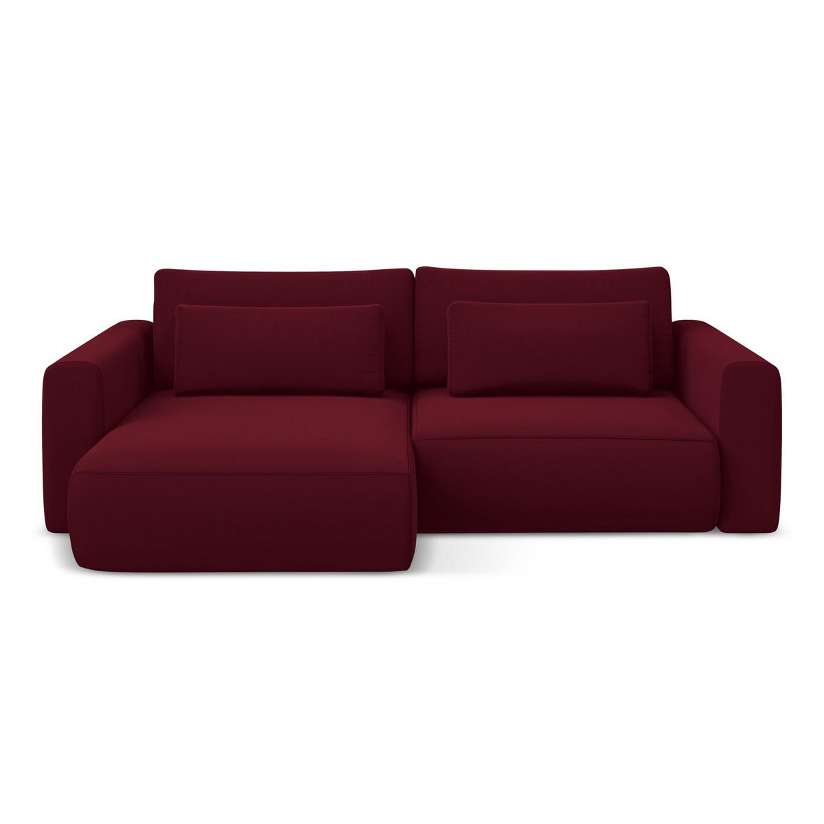 ECKSOFA mit Schlaffunktion Samt Stoff Rot - Bordeaux/Rot, Kunststoff/Textil (149/240cm) - LaMiaSofa