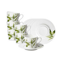 ESPRESSOTASSEN MIT UNTERTASSEN Evora weiß-grün 100 ml 6er Set - Weiß/Grün, Keramik (12/7/12cm) - Ritzenhoff Breker