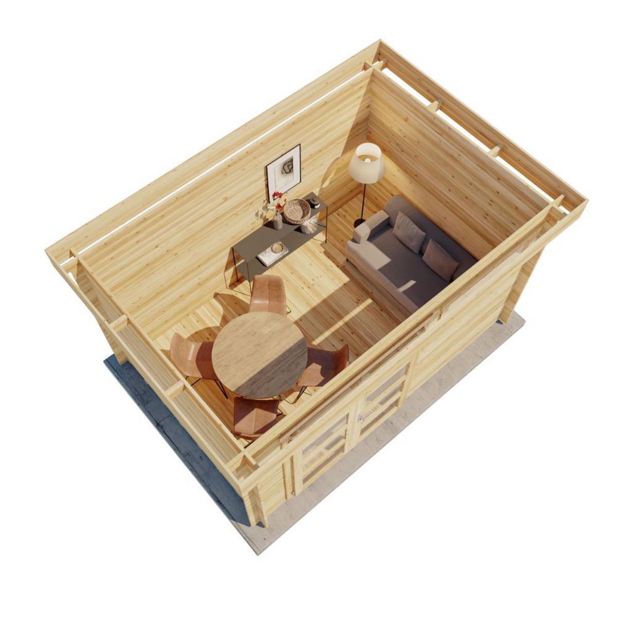 GARTENHAUS Leandro - Naturfarben, Holz (394/217/268cm) - Alpholz