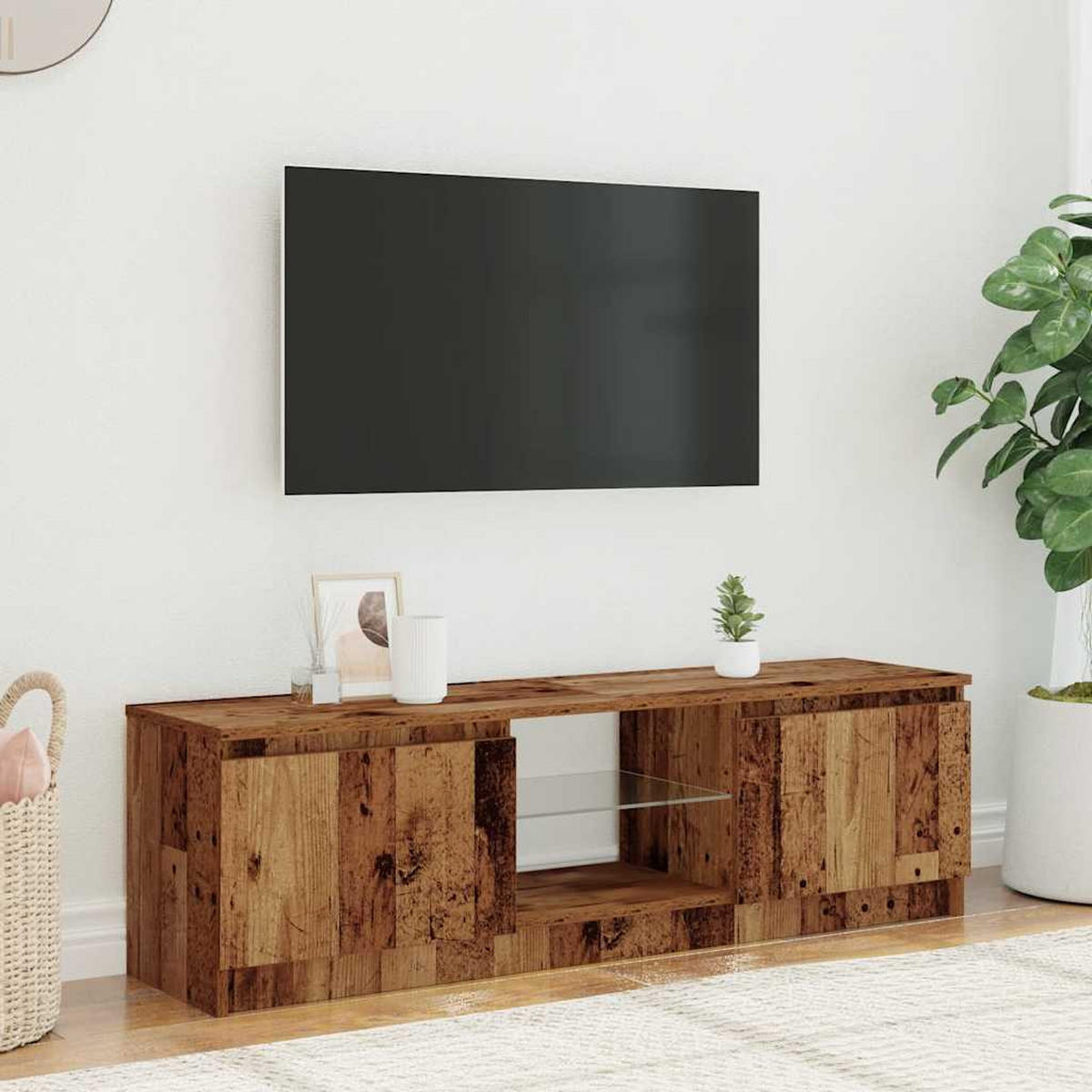 TV-SCHRANK Mit Led-Leuchten Altholz-Optik 120/30/36 Cm - Braun, Holzwerkstoff (30/36/120cm) - vidaXL