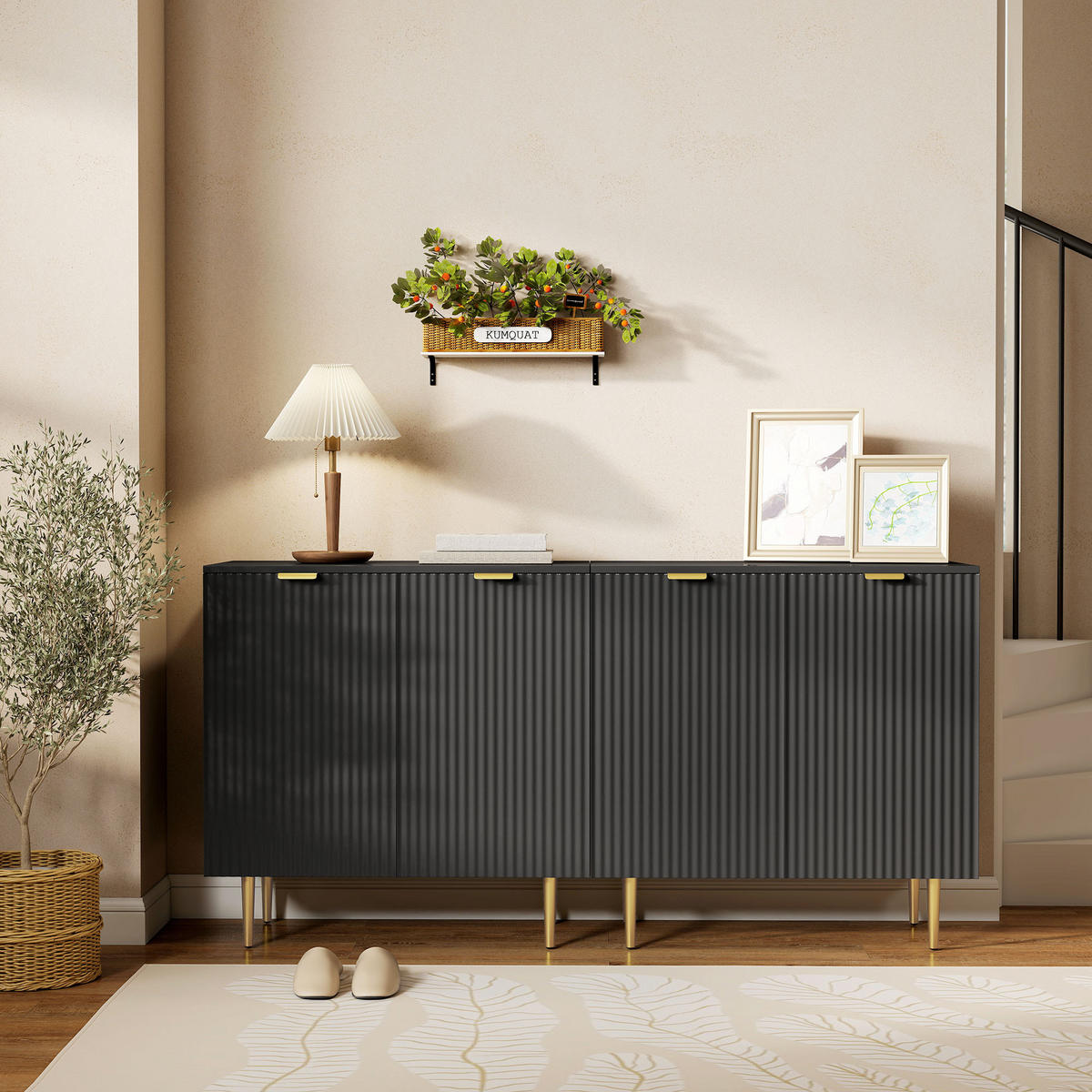 SIDEBOARD DE-11212 verstellbarer Boden Schwarz - Schwarz, Holzwerkstoff (80/80/40cm) - ComfortXL