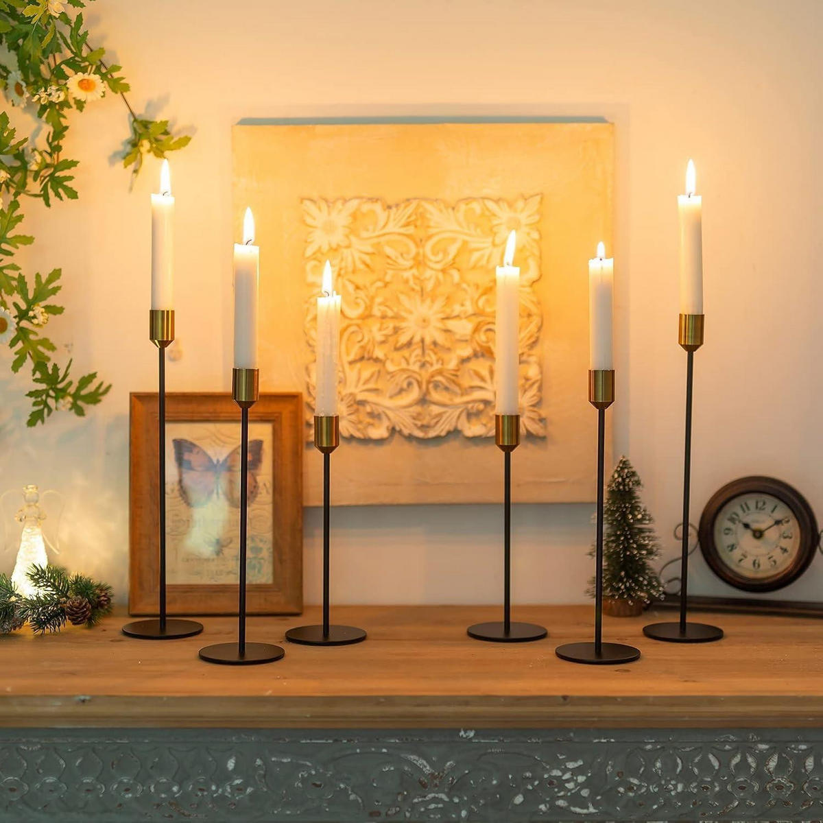 KERZENSTÄNDER 3er-Set Gold & Schwarz Metall - Multicolor, Metall (5/5/10cm)