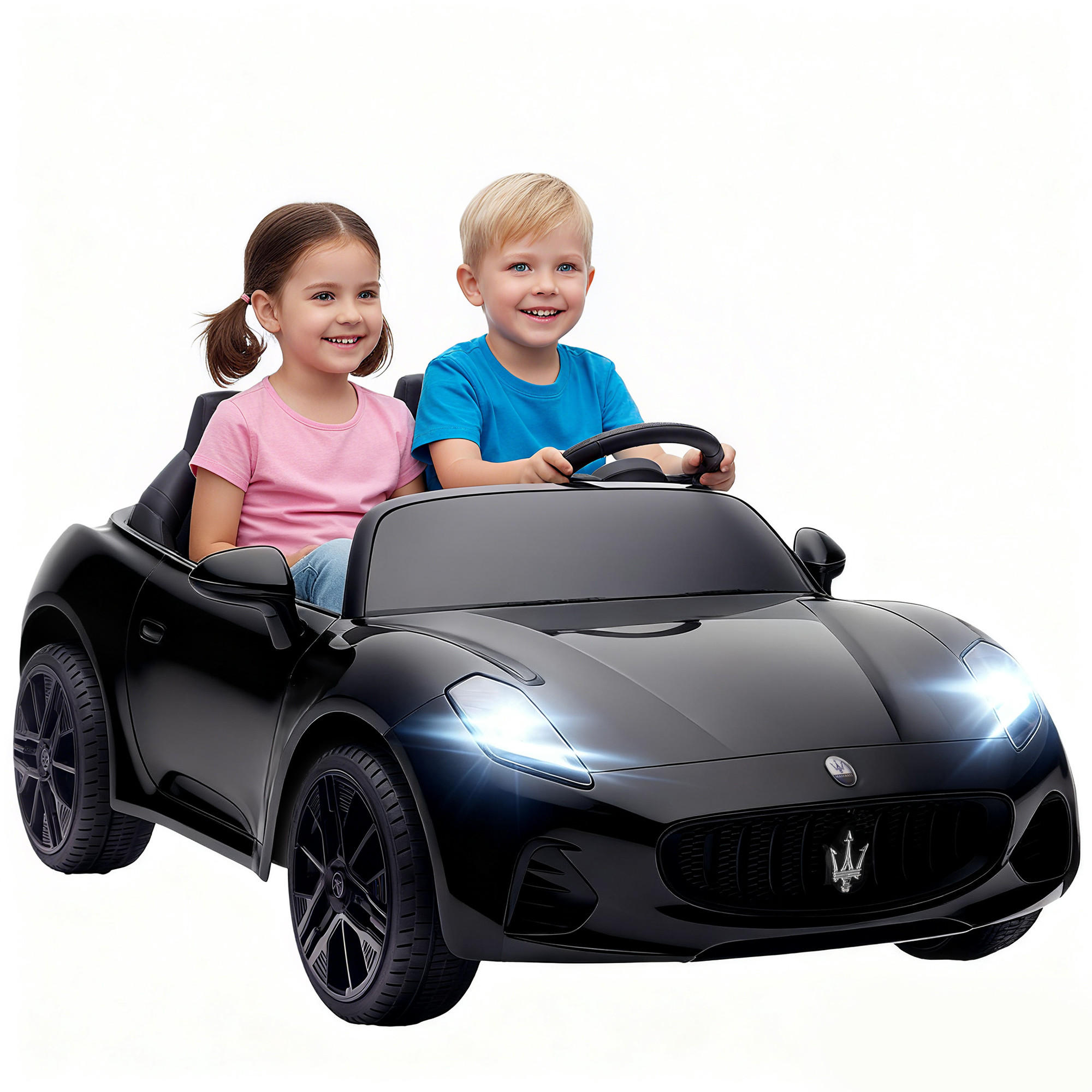 ELEKTROAUTO DE-06177 2-Sitzer mit Fernbedienung und LED Schwarz - Schwarz, Kunststoff/Metall (120/72/50cm) - ComfortXL