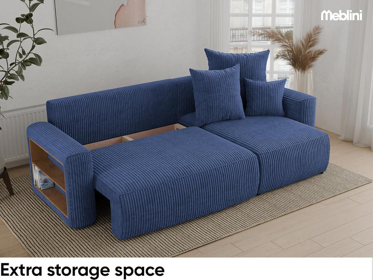 ECKSOFA SOLARIS L - Blau, Holzwerkstoff (238/142cm) - Meblini