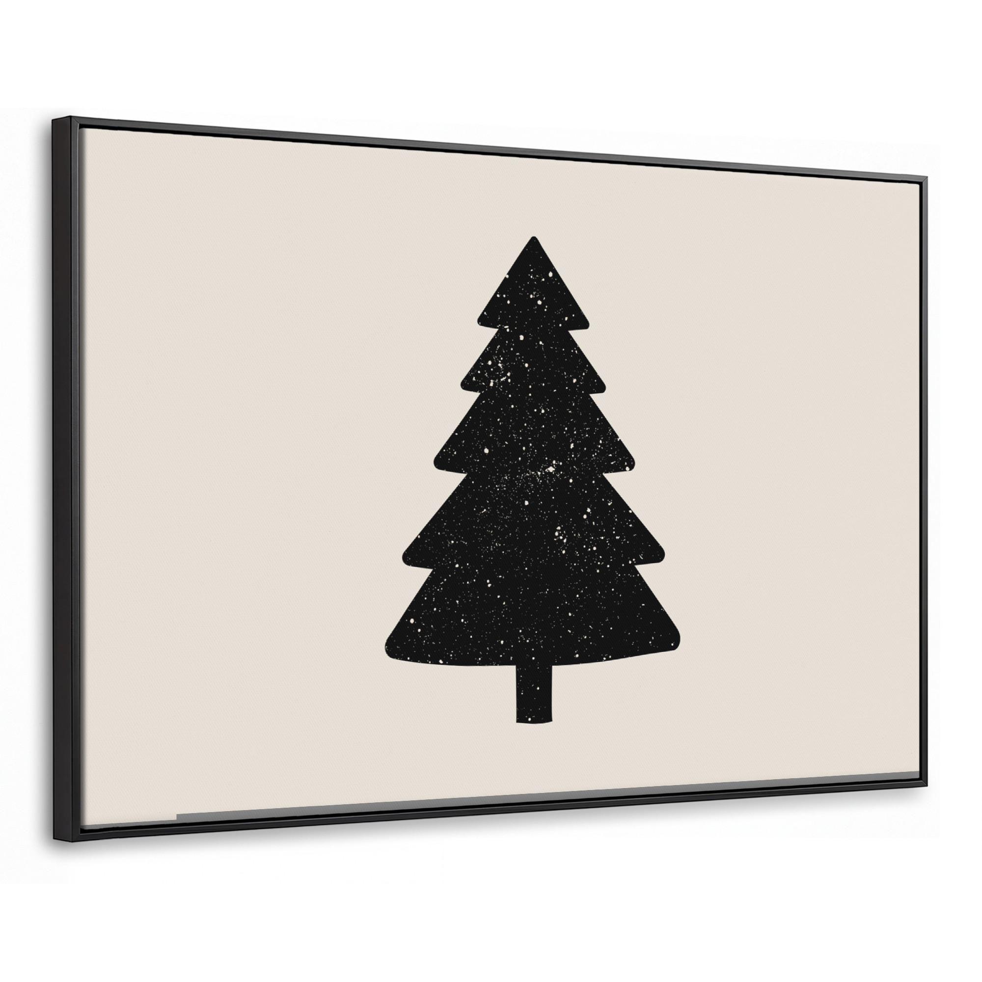 LEINWAND Bilder mit Rahmen - Weihnachtsbaum - Schwarz - Urlaub - Beige - 120x80 - Schwarz, Textil (120/80cm) - MuchoWow