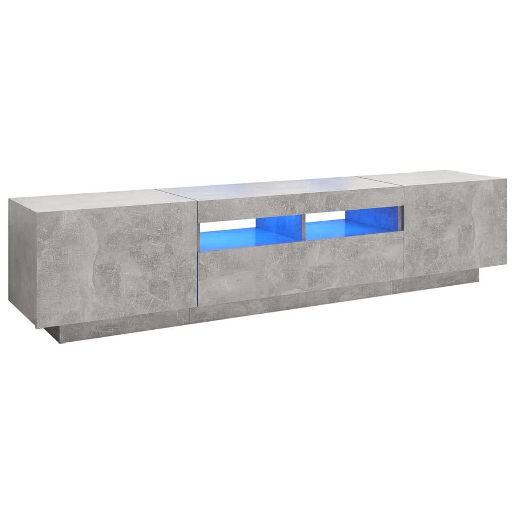 LOWBOARD mit Led-Leuchten 180/35/40 cm aus Holzwerkstoff in Betongrau - Hellgrau, Holz (180/40/35cm) - vidaXL
