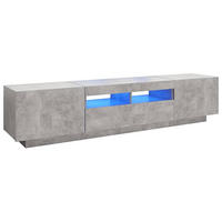 LOWBOARD mit Led-Leuchten 180/35/40 cm aus Holzwerkstoff in Betongrau - Hellgrau, Holz (180/40/35cm) - vidaXL