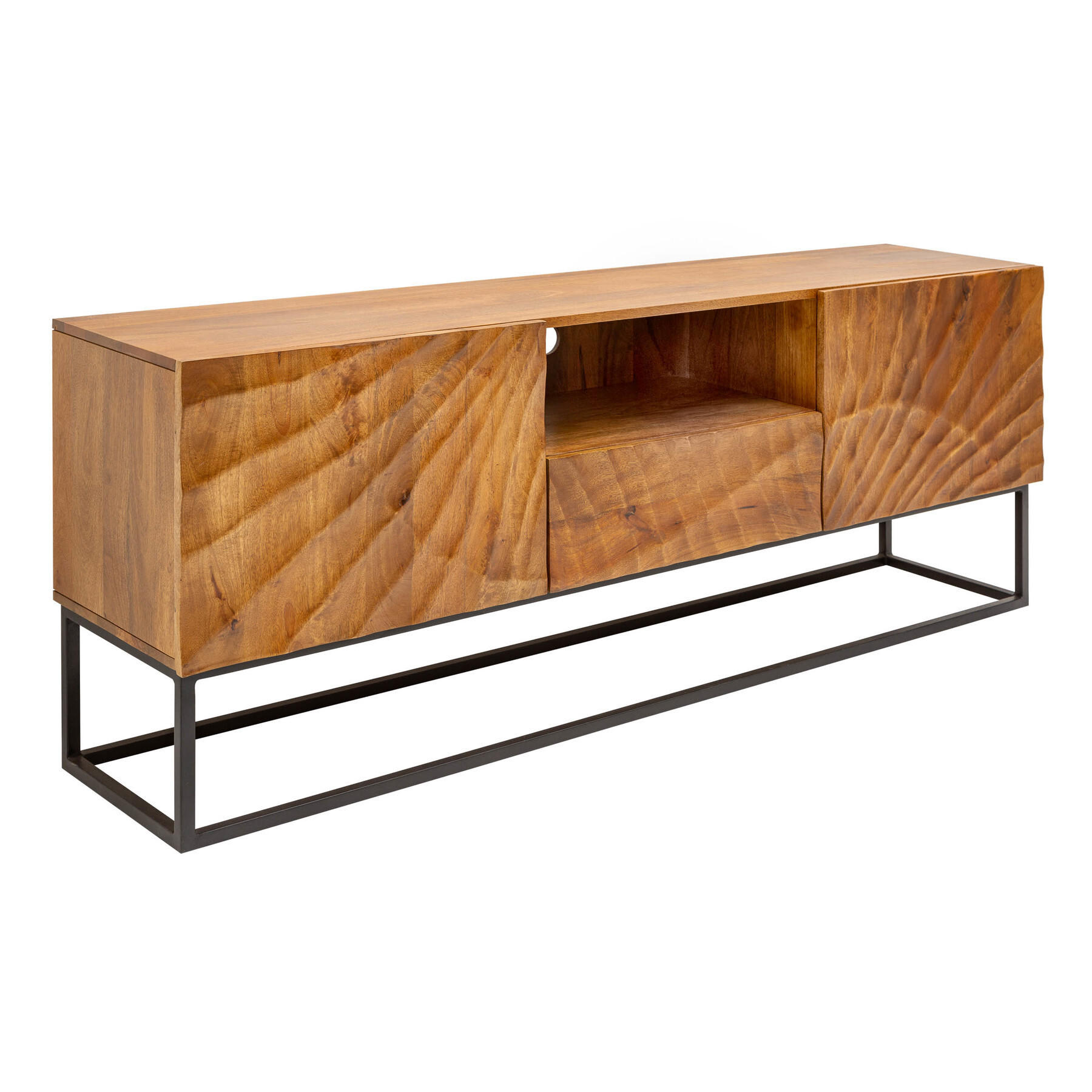 LOWBOARD SCORPION Mango Natur 160 cm - Schwarz/Naturfarben, Holz/Metall (160/65/40cm) - riess-ambiente