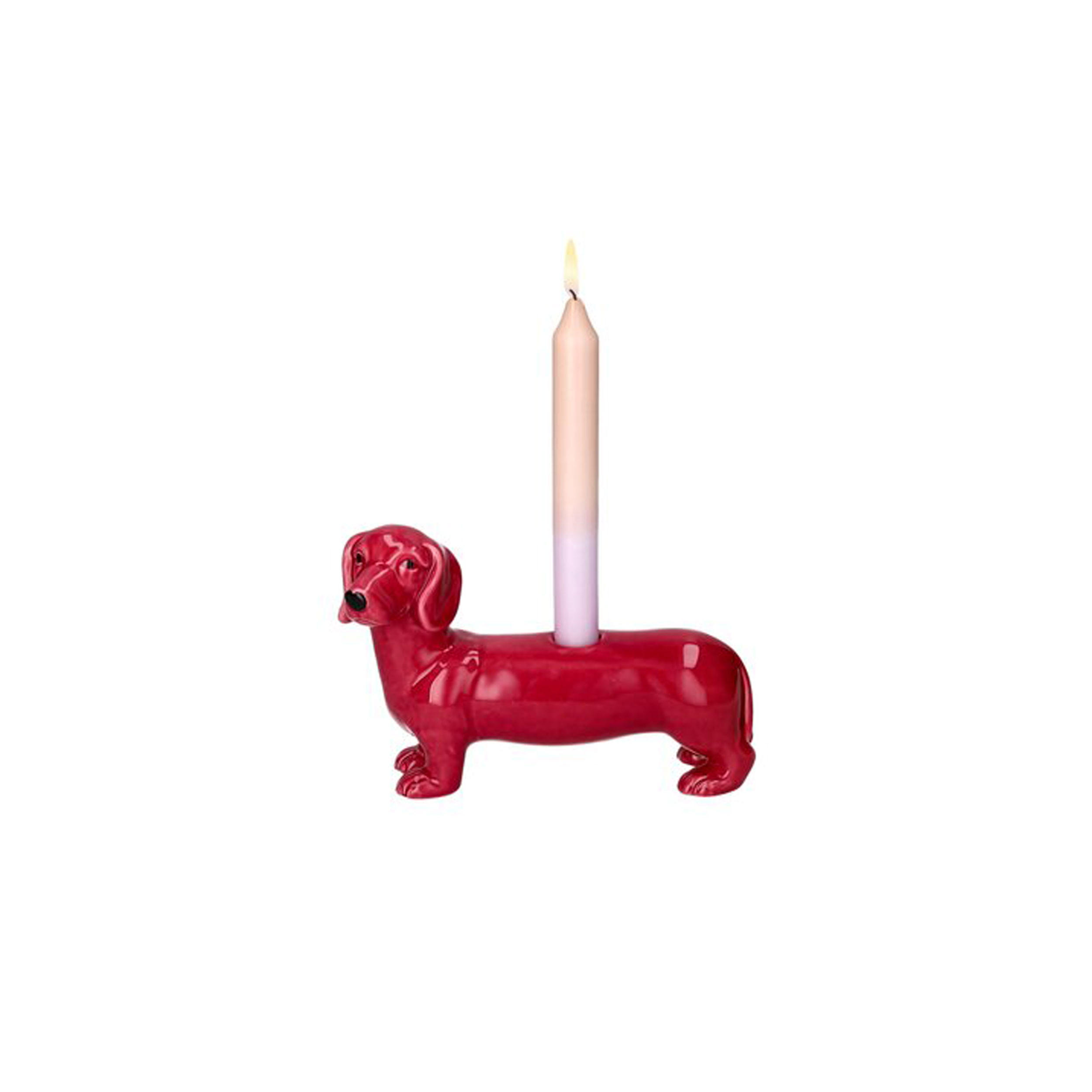 KERZENHALTER Mignon, Dackel Hund-Form, Dolomit, Rosa, H 13.2 cm - Rosa, Stein (8.5/14.7/21.5cm) - Gift Company
