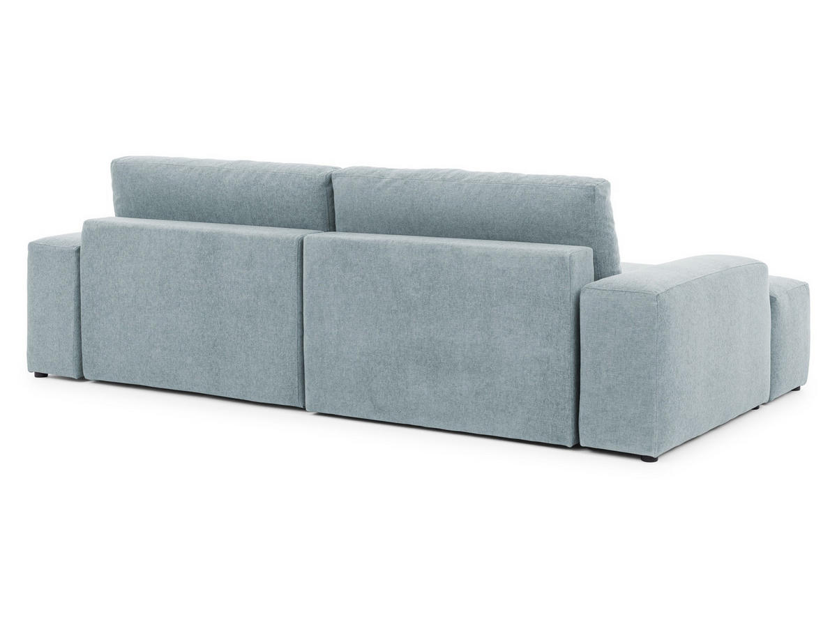 ECKSOFA inkl. Hocker Lennon aus Hellblau Strukturstoff mit Schlaffunktion und Bettkasten - Schwarz/Hellblau, Holz/Kunststoff (137/264cm) - S-Style