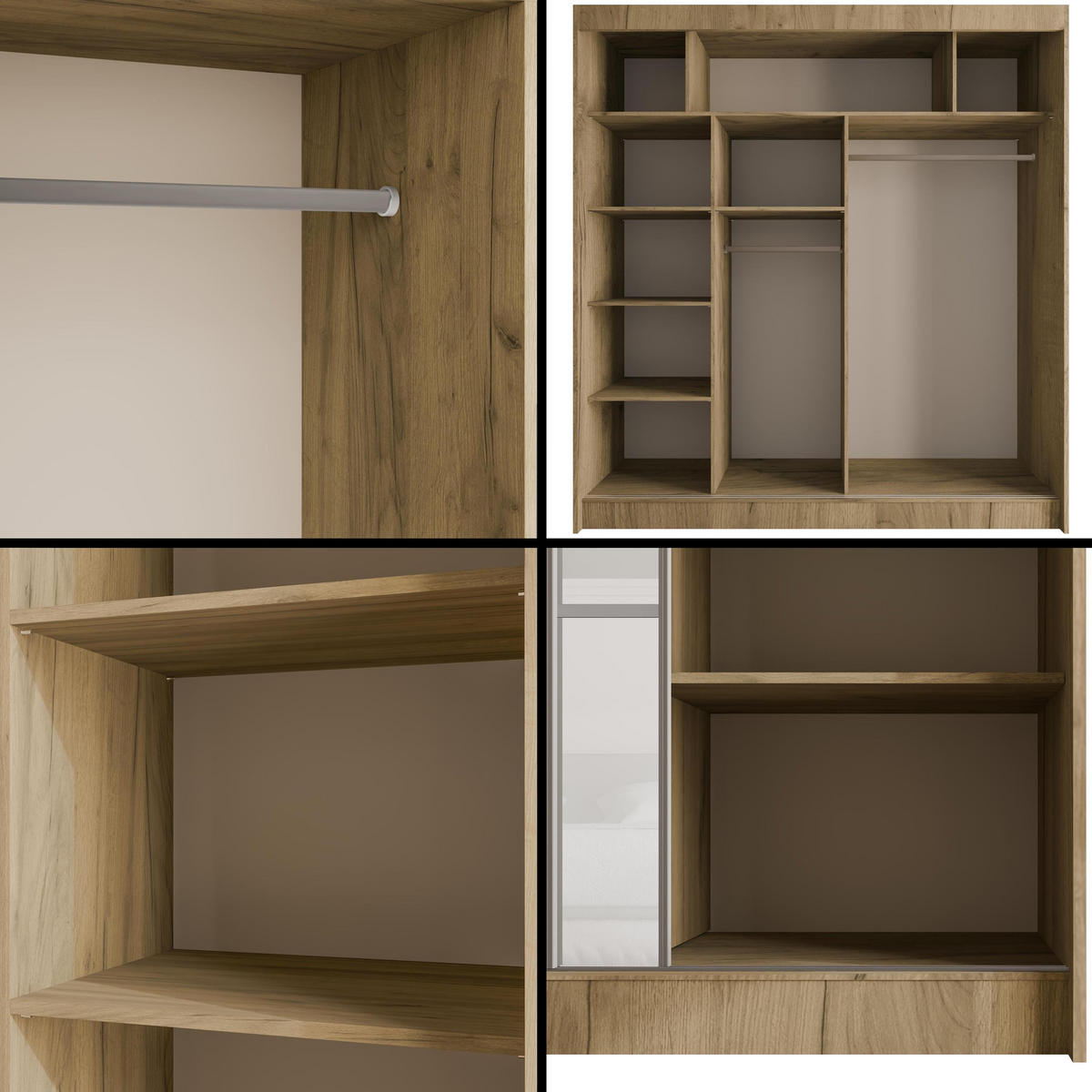KLEIDERSCHRANK PEKA III - 200 cm - Braun|Weiß - Braun/Weiß, Holzwerkstoff (200/215/61cm) - ALTDECOR