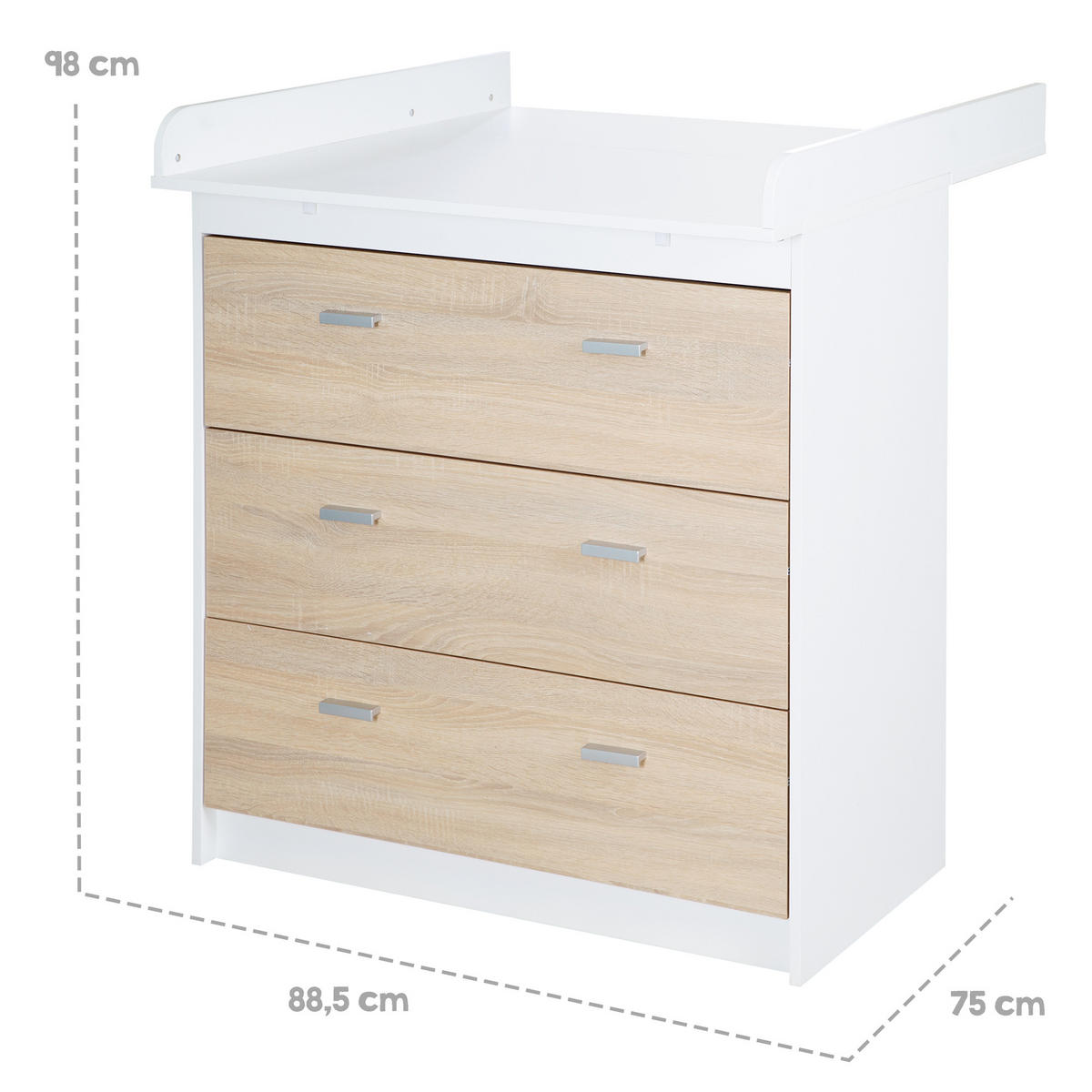 WICKELKOMMODE Gabriella - Weiß, Holzwerkstoff/Kunststoff (88.5/98/75cm) - Roba